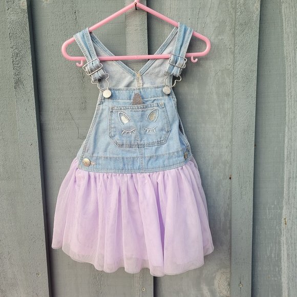 Oshkosh Girls Size 2T Light Denim and Netting Unicorn Jumper - Picture 1 of 8